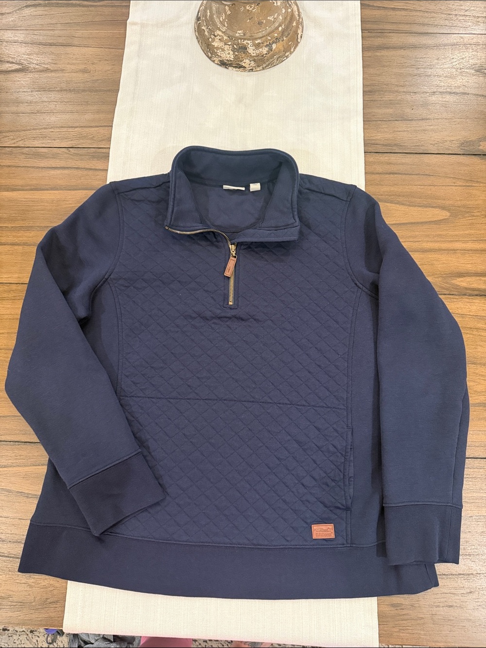 Women’s L.L. Bean Quilted Half-Zip Pullover Sweater • Navy • Size XL